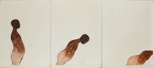 Ernest Trova Falling Man Oil Triptych
