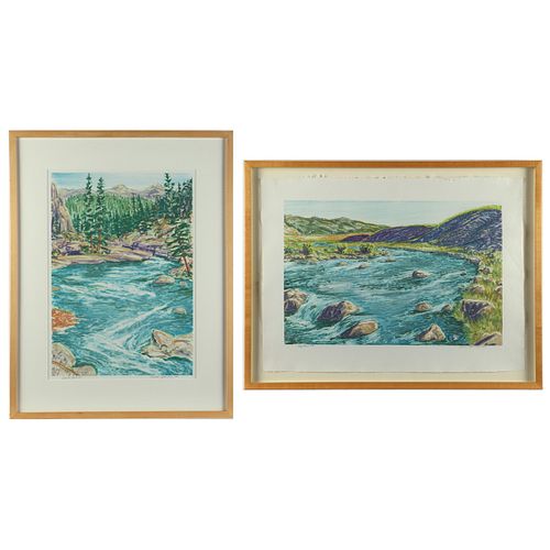 2 Russell Hamilton River Monoprints