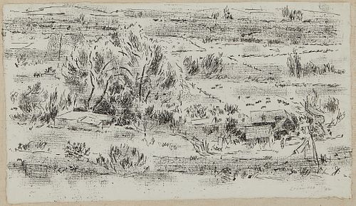 Ward Lockwood "Talpa Valley" Pen and Ink Drawing