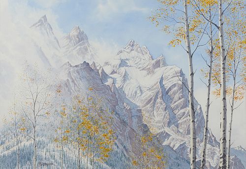Dan Stouffer "Tetons - Rising Mist" Watercolor