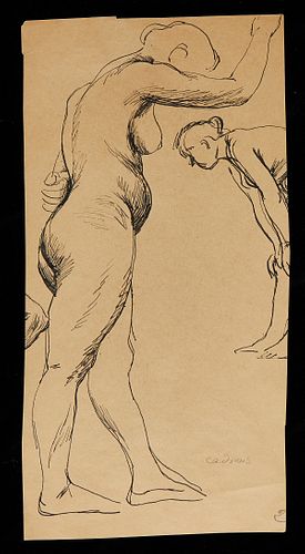 Paul Cadmus Female Nude Figures Pen on Paper