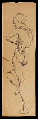 Paul Cadmus Female Nude Pen on Paper