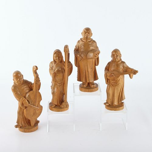 4 Saint-Jean-Port-Joli Carved Wood Monks