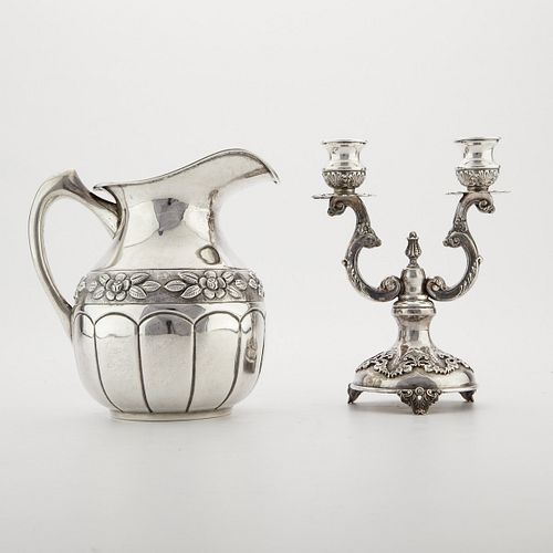 Sterling Silver Candelabra and Pitcher
