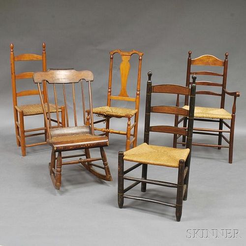 Five Assorted Country Chairs