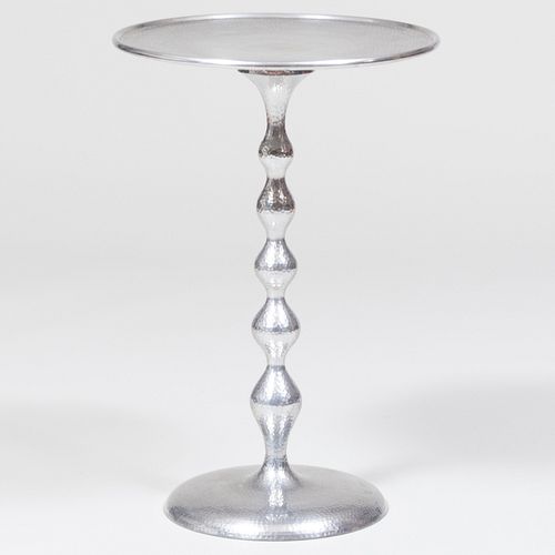 Contemporary Hammered Aluminum Circular Side Table