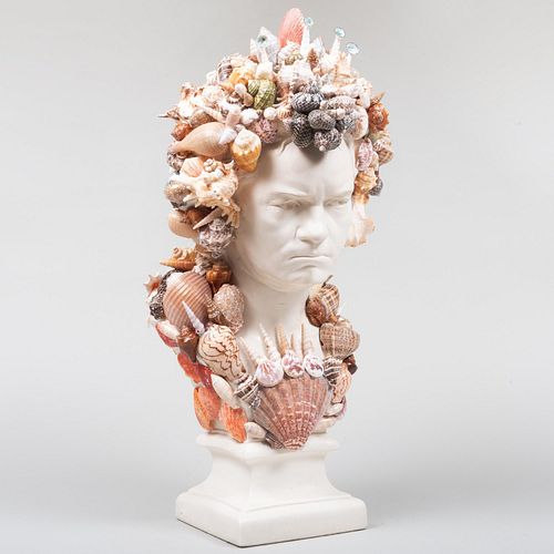 Contemporary Composite Bust Encrusted with Shells