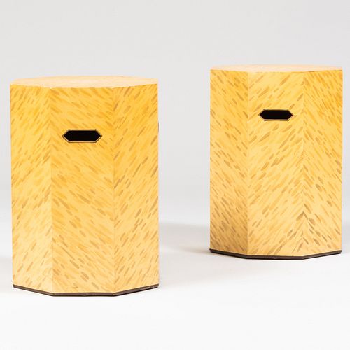 Pair of Contemporary Painted Wood Stools