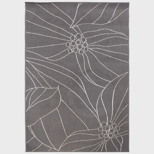 Contemporary Grey Floral Design Rug