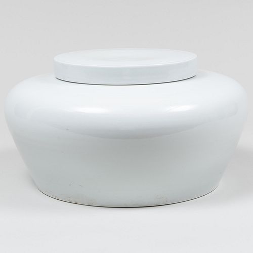 Contemporary Bo-Jia White Glazed Porcelain Jar and Cover