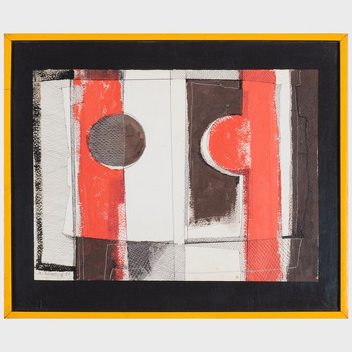 Serge Chermayeff (1900-1996): Red and Black Watercolor