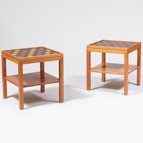 Emanuela Frattini Pine and Leather Tray Tables