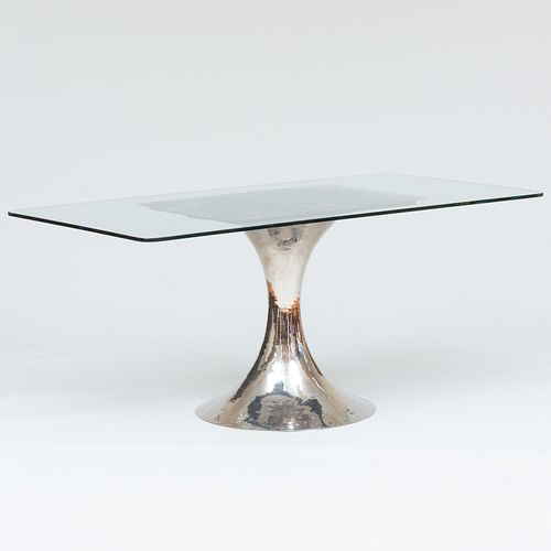 Contemporary Polished Chrome and Glass Table