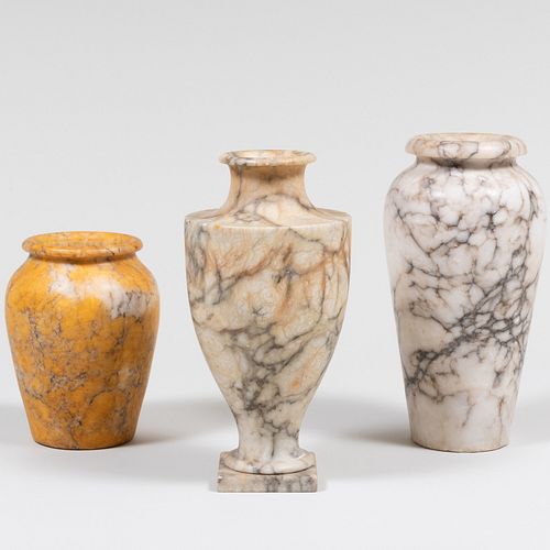 Three Art Deco Style Hardstone Vases