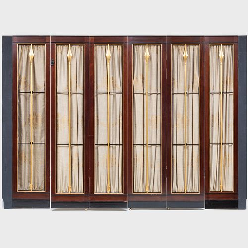 Six Empire Style Mahogany and Parcel-Gilt Door Panels