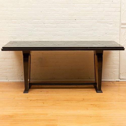 Jean Pascaud Ebonized Wood and Parchment Table 