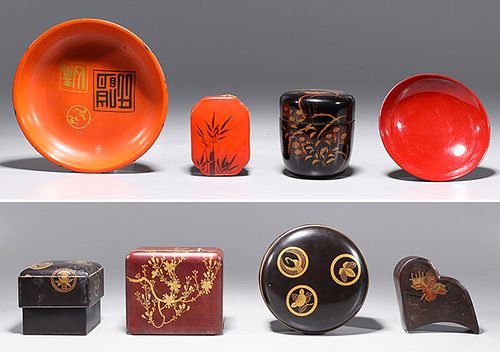 Group of Assorted Japanese Antique Lacquered Objects