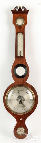 English rosewood banjo barometer, 19th c.