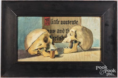 Watercolor memento mori, signed Alice Murphy