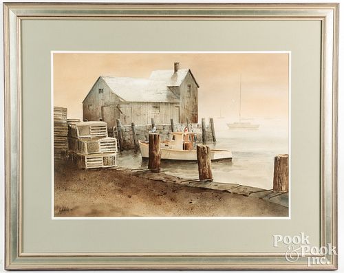 Ray Hendershot watercolor harbor scene