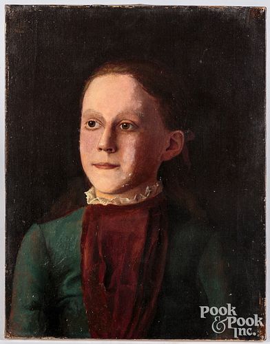 Oil on canvas portrait of a girl, ca. 1900