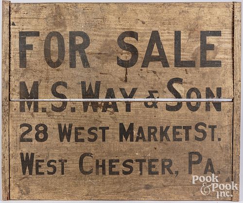 Trade sign for M.S. Way & Son West Chester, Pa
