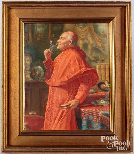 KPM painted porcelain plaque of a cardinal