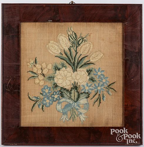 Pennsylvania silk on linen pictorial sampler