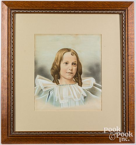 Pastel portrait of Minnie E. Fowler, ca. 1899, 15"