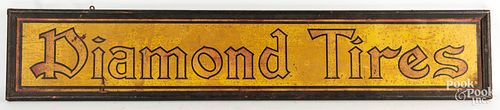 Painted tin Diamond Tires trade sign, early 20th c