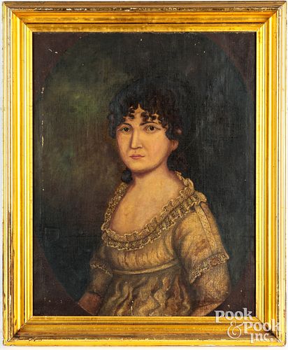 Oil on canvas portrait of a woman, early 19th c.