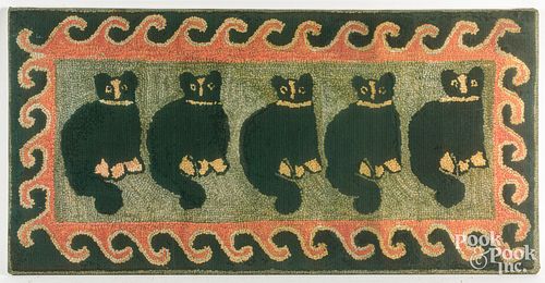 Print of a cat hooked rug