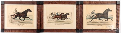 Six Currier & Ives horse and sulky lithographs