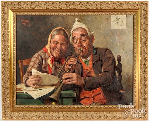 Pompeo Massani, oil on canvas of husband and wife