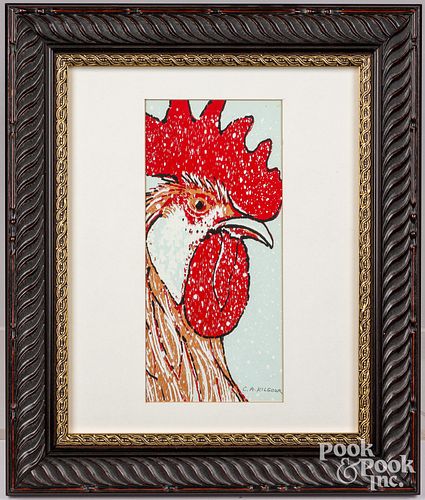 Carolyn A.Kilgour watercolor portrait of a rooster