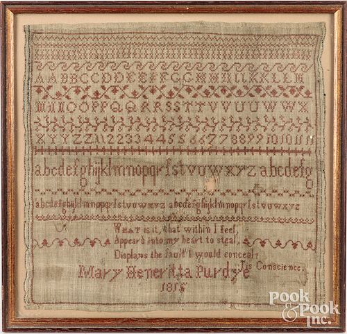 Silk on linen sampler dated 1815