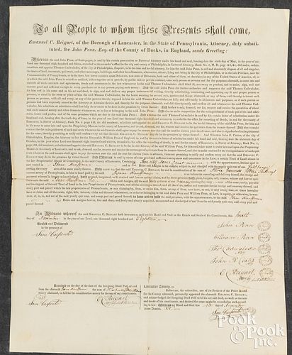 Lancaster printed land grant, dated 1818
