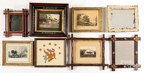 Eight assorted framed works.