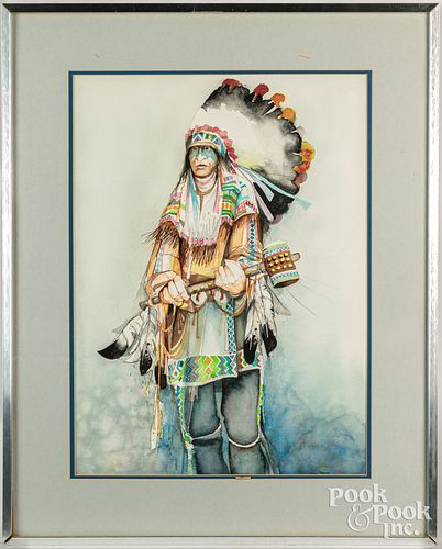 Watercolor of a Native American Indian chief