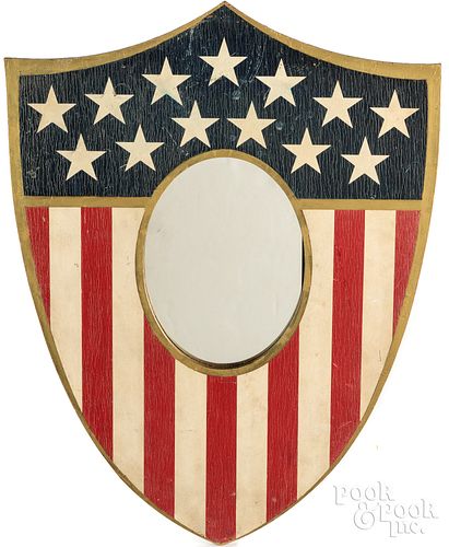 Painted American Shield mirror, mid 20th c.