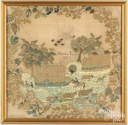 Silk on linen sampler dated 1822