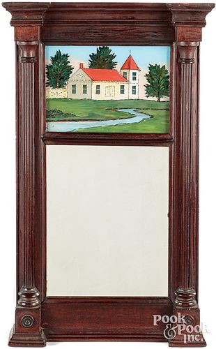 Federal stained pine mirror, 19th c.