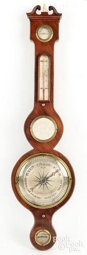 Mahogany banjo barometer, 19th c.