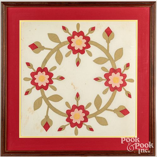Framed quilt square, late 19th c.