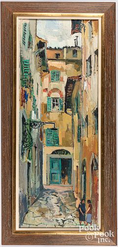 Italian oil on canvas street scene, dated 1964