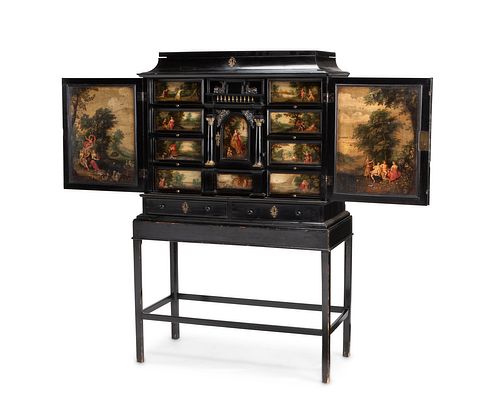 A Continental hand-painted cabinet
