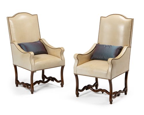 Two contemporary leather armchairs