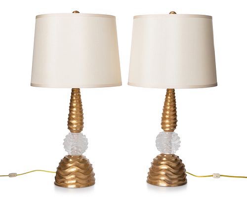 A pair of contemporary table lamps