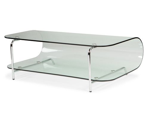 A contemporary Italian bent glass cocktail table