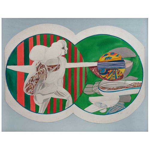 ARNOLD BELKIN, Al futuro, Firmada y fechada México 1968, Mixta sobre papel, 56.5 x 69 cm